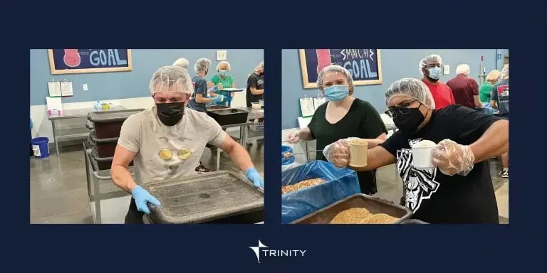 Trinity volunteers serving food split image (1)